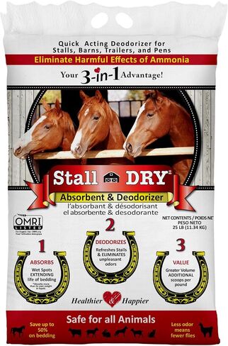 Stall Dry Assorbent & Deodorizer ، 25 رطلاً - استخدام الأكشاك والأقلام والمساحات الحيوانية الصغيرة - يزيل الأمونيا ، ويعزز النظافة ، وبيئة أكثر جفافًا in Kuwait