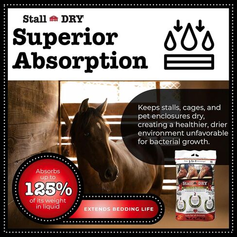 Stall Dry Assorbent & Deodorizer ، 25 رطلاً - استخدام الأكشاك والأقلام والمساحات الحيوانية الصغيرة - يزيل الأمونيا ، ويعزز النظافة ، وبيئة أكثر جفافًا in Kuwait