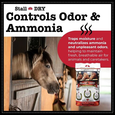 Stall Dry Assorbent & Deodorizer ، 25 رطلاً - استخدام الأكشاك والأقلام والمساحات الحيوانية الصغيرة - يزيل الأمونيا ، ويعزز النظافة ، وبيئة أكثر جفافًا in Kuwait
