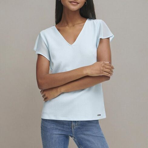 Calvin Klein Women's Chiffon Flutter Sleeve Blouse Top in Saudi Arabia