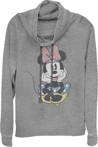 Disney Classic Mickey Minnie Sit Women's Cowl Neck Long Sleeve Knit Top in Saudi Arabia