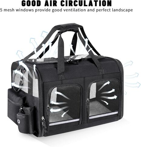 Cat Carrier for 2 Cats, Foldable Double Cat and Dog Carrier, Small to Medium Size, 2 Front Zippered Compartments,Two Pets Carrier for Travel,Mulitple Cat Carrier (Dark Gray with Flat Pocket) in Kuwait