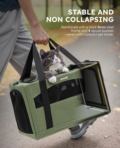 pecute Cat Carrier Stable, Pet Carrier Breathable and Portable, Cat Carriers Bag with Scientific Hidden Partition, Carriers for Cat Under 5kg, Dog Carrier Suitable for Travel and Outing, Green in Kuwait