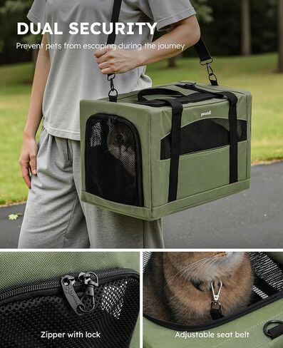 pecute Cat Carrier Stable, Pet Carrier Breathable and Portable, Cat Carriers Bag with Scientific Hidden Partition, Carriers for Cat Under 5kg, Dog Carrier Suitable for Travel and Outing, Green in Kuwait