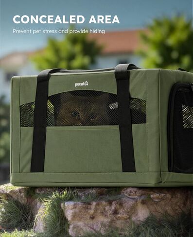 pecute Cat Carrier Stable, Pet Carrier Breathable and Portable, Cat Carriers Bag with Scientific Hidden Partition, Carriers for Cat Under 5kg, Dog Carrier Suitable for Travel and Outing, Green in Kuwait