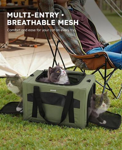 pecute Cat Carrier Stable, Pet Carrier Breathable and Portable, Cat Carriers Bag with Scientific Hidden Partition, Carriers for Cat Under 5kg, Dog Carrier Suitable for Travel and Outing, Green in Kuwait