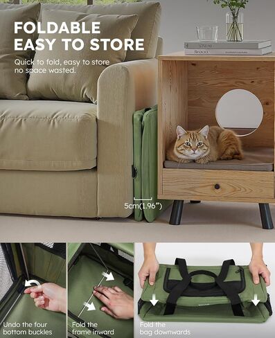 pecute Cat Carrier Stable, Pet Carrier Breathable and Portable, Cat Carriers Bag with Scientific Hidden Partition, Carriers for Cat Under 5kg, Dog Carrier Suitable for Travel and Outing, Green in Kuwait