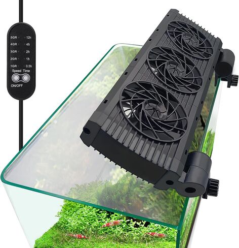 Aquarium Chillers Fan - Fish Tank Cooling Fan ，Axolotl Tank Accessories with Adjustable 5 Wind Speeds and Timer Controller, Suitable for rimless tanks thickness ＜0.6 inches (2 fan) in Saudi Arabia