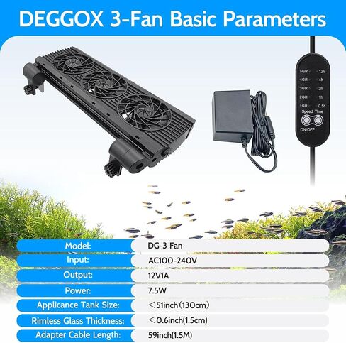 Aquarium Chillers Fan - Fish Tank Cooling Fan ，Axolotl Tank Accessories with Adjustable 5 Wind Speeds and Timer Controller, Suitable for rimless tanks thickness ＜0.6 inches (2 fan) in Saudi Arabia