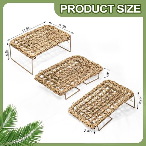 Adjustable Bearded Dragon Hammock – Natural Seagrass Reptile Hammock with Collapsible Metal Legs – Lizard Hammock for Bearded Dragon, Gecko, Snake, Frog, Hermit Crab(Rectangle) in Saudi Arabia