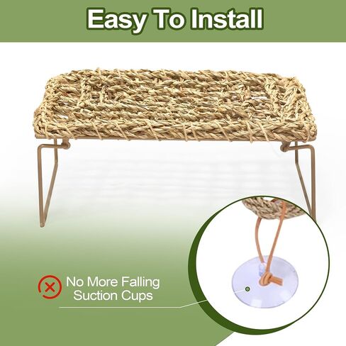 Adjustable Bearded Dragon Hammock – Natural Seagrass Reptile Hammock with Collapsible Metal Legs – Lizard Hammock for Bearded Dragon, Gecko, Snake, Frog, Hermit Crab(Rectangle) in Saudi Arabia