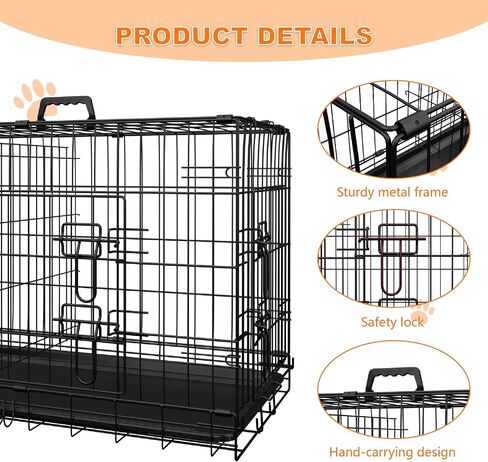 Dog Crate, 30 Inch Medium Dog Cage with Divider and Plastic Leak-Proof Pan Tray, Double Door Folding Metal Wire Cage for Indoor, Outdoor and Travel (30 Inch) in Saudi Arabia