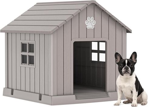 Drato Indoor Indoor Outdoor House Cog House ، PP Material ، Shelter Puppy Shelter مع فتحات الهواء والأرضية المرتفعة ، بيت الكلب القوي للكلاب الصغيرة إلى الكبيرة الحجم ، سهل التجميع (الأزرق ، 38.62 × 36.26 × 38.07 بوصة) in Kuwait
