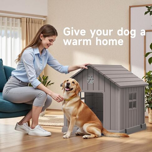 Drato Indoor Indoor Outdoor House Cog House ، PP Material ، Shelter Puppy Shelter مع فتحات الهواء والأرضية المرتفعة ، بيت الكلب القوي للكلاب الصغيرة إلى الكبيرة الحجم ، سهل التجميع (الأزرق ، 38.62 × 36.26 × 38.07 بوصة) in Kuwait