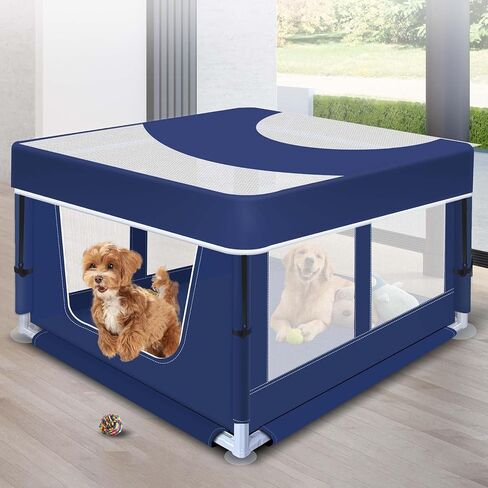 Dog Playpen 42 × 42 Inch, Puppy PlayPen with Gate for Puppies, Small and Medium Dogs, Pet PlayPen for Outdoors & Indoors in Saudi Arabia