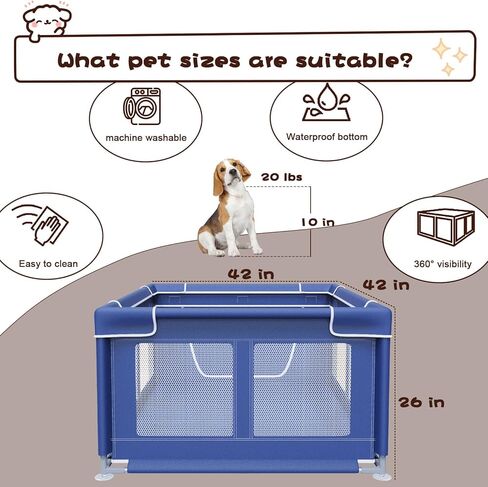 Dog Playpen 42 × 42 بوصة ، و Puppy Playpen مع بوابة الجراء ، والكلاب الصغيرة والمتوسطة ، و Pet Playpen للهواء الطلق والداخل in Kuwait
