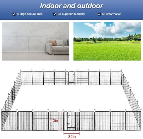 BestPet Dog Playpen Indoor 40 inch 16 Panels Metal Dog Pen Pet Dog Fence Outdoor Exercise Pen with Doors,Pet Puppy Playpen for RV Camping Yard, Black in Saudi Arabia