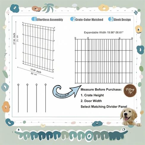 Dog Crate Divider Panel - 2 Pack Black Metal, Compatible with 24"-32" & Other Crate Sizes, 16.92" H x Adjustable Width 11.81"-20.86" in Kuwait