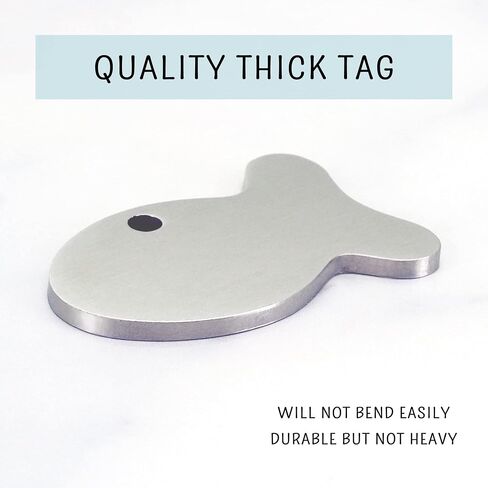 Ultra Joys Cat ID Tag Personalized Pet Tags, Durable Stainless Steel Small Pet Mini Dog Cat Tag Lightweight - Fish Tag in Silver in Saudi Arabia