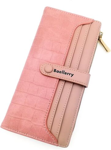 محفظة رفيعة رفيعة للنساء بمقبض طويل ومحفظة ثنائية الطي، حامل بطاقة الائتمان مع جيب بسحاب للسيدات والفتيات هدية الذكرى السنوية لعيد الميلاد (بني) in Kuwait