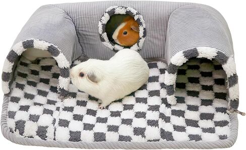 Guinea Pig Hideout Tunnel with Warm Bed for Bunny 3 Cave Small Animal Tunnel Toy Cages Grey in Kuwait