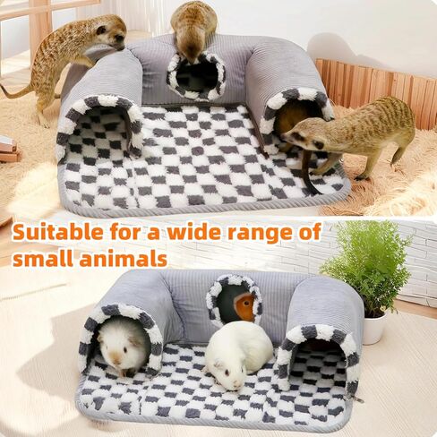 Guinea Pig Hideout Tunnel with Warm Bed for Bunny 3 Cave Small Animal Tunnel Toy Cages Grey in Kuwait