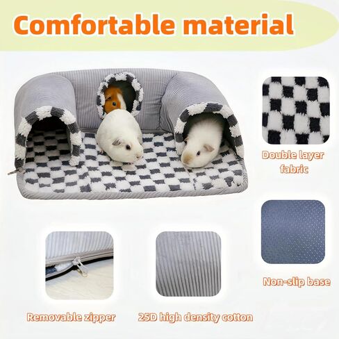 Guinea Pig Hideout Tunnel with Warm Bed for Bunny 3 Cave Small Animal Tunnel Toy Cages Grey in Kuwait