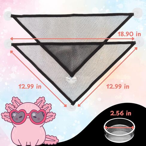 Axolotl Hammock for Aquarium with Feeding Dish, Axolotl Hammock with Food Bowl Tray Feeder, Breathable Mesh Reptile Hammocks Lounger Ladder, Bearded Dragon Tank Accessories (Black, M) in Saudi Arabia
