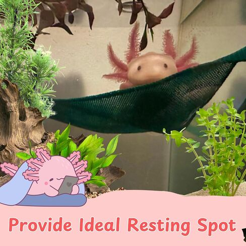 Axolotl Hammock for Aquarium with Feeding Dish, Axolotl Hammock with Food Bowl Tray Feeder, Breathable Mesh Reptile Hammocks Lounger Ladder, Bearded Dragon Tank Accessories (Black, M) in Saudi Arabia