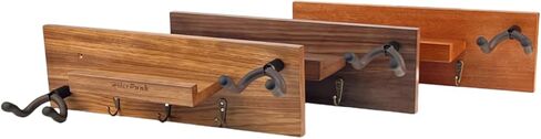 Rotatable Rubber Guitar Hanger,Guitar Display Stand with Shelf and Pick Holder for All Size Guitar-Black Walnut Color in Saudi Arabia