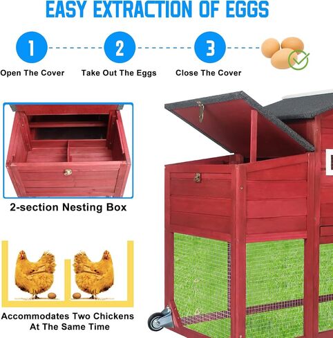 Chicken Coop and Run, Two Story Rabbit Hutch Indoor Outdoor, Wooden Hen House with Nesting Box Rabbit Cage, Ramp, Deep No Leak Pull Out Tray, for Chick, Bunny(Black) in Kuwait