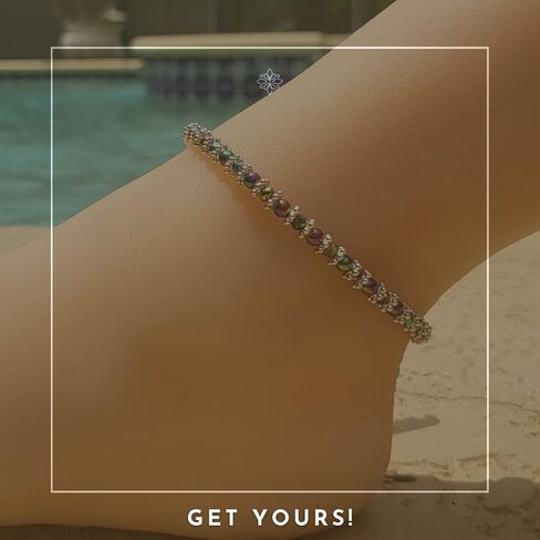 BESHEEK Rainbow Hue Twisted Hematite and Round Artisan Beaded Wing Charm Anklet with Extension | Handmade Hypoallergenic Beach Gala Wedding Style Jewelry in Kuwait