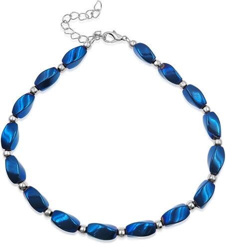 BESHEEK Rainbow Hue Twisted Hematite and Round Artisan Beaded Wing Charm Anklet with Extension | Handmade Hypoallergenic Beach Gala Wedding Style Jewelry in Kuwait