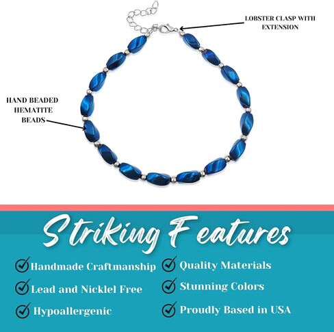 BESHEEK Rainbow Hue Twisted Hematite and Round Artisan Beaded Wing Charm Anklet with Extension | Handmade Hypoallergenic Beach Gala Wedding Style Jewelry in Kuwait