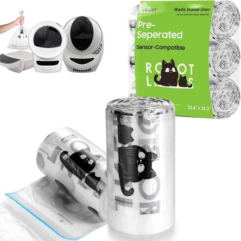 90 Pack Cat Litter Box Robot 4 and 3 Waste Bags, Automatic Litter Box Liners Bags, Tear-free, Transparent, Sensor-compatible, 9-11 Gallon Capacity in Saudi Arabia