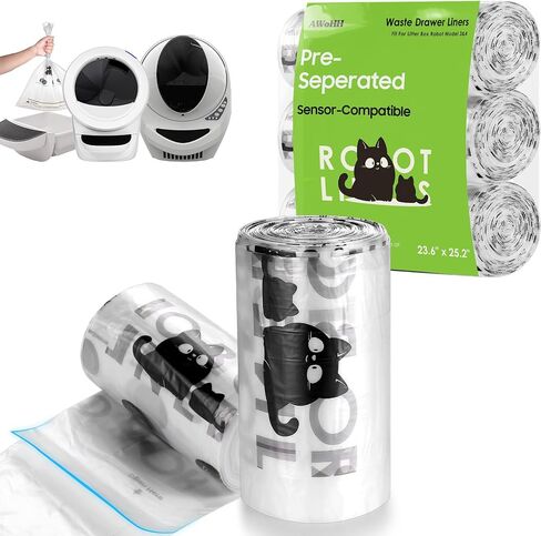 90 Pack Cat Litter Box Robot 4 and 3 Waste Bags, Automatic Litter Box Liners Bags, Tear-free, Transparent, Sensor-compatible, 9-11 Gallon Capacity in Saudi Arabia