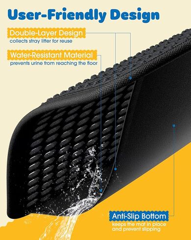 27 "× 19" حصيرة القمامة القط-حصيرة مربع القمامة الكبيرة مع طبقات مزدوجة ، حصيرة مقاومة للبول وغير قابلة للانزلاق ، سهلة تنظيف الحصير القمامة للأرضية ، تحكم مبعثر ، رمادي ، رمادي in Kuwait