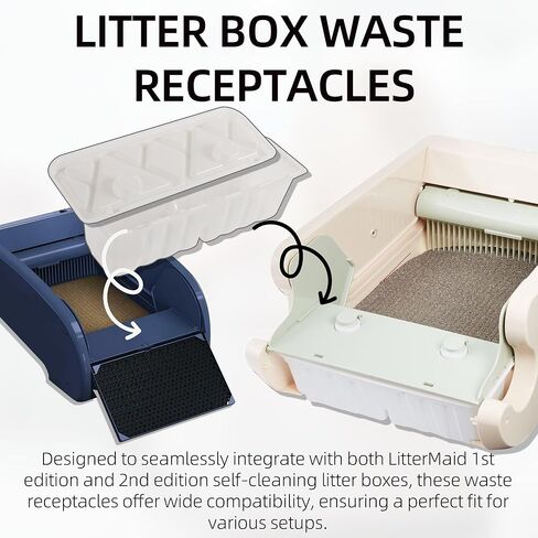 20-Pack Disposable Litter Box Waste Receptacles Compatible with Littermaid Waste Receptacles Fits 1St/2nd Edition Automatic Cat Litter Box, Come with 20pcs Liners & 20pcs Carbon Filters in Kuwait