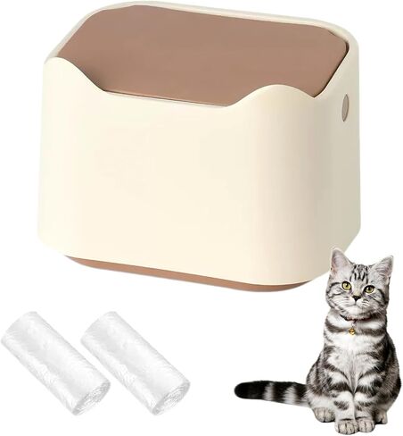 Cat Litter Trash Can Mini Countertop Cat Litter Disposal Bin with Press Type Lid Pet Poop Trash Can Includes 60 Refill Bags (Blue) in Saudi Arabia