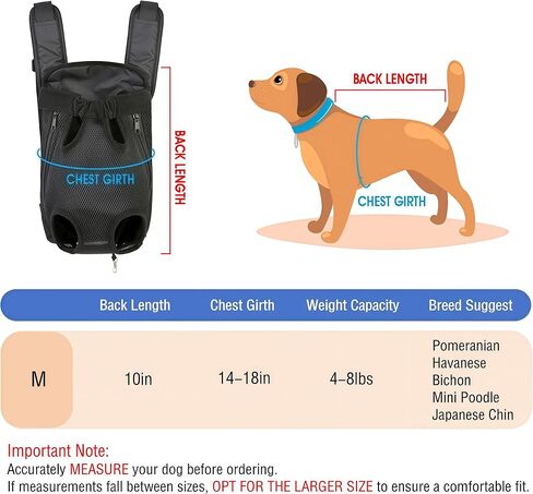 Dog Backpack Carrier, Adjustable Pet Front Carriers, Legs Out Carrying Sling Travel Bag for Small Medium Dogs 10-16 Lbs, Soft Wearable Puppy Chest Carry Backpacks for Walking/Hiking/Camping/Traveling in Saudi Arabia
