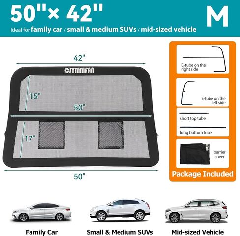 Dog Barrier for Car Back Seat & Cargo Area with Wider Coverage, Universal Fit for Cars, SUVs & Sedans, Dog Car Gate Divider with Chew-Proof Transparent Net and Sturdy Metal Frame for Backseat & Trunk in Saudi Arabia
