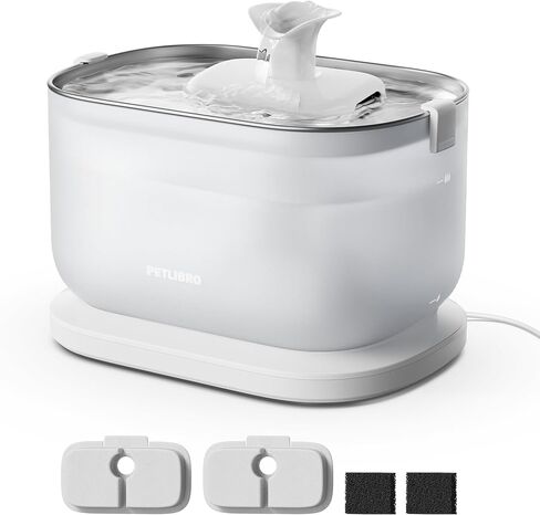 PETLIBRO Cat Water Fountain, Wireless Pump Cat Fountain, 2.5L/84oz Pet Water Fountain for Cats Indoor Stainless Steel, Cat Water Dispenser with Two Flow Modes, Pet Fountain for Drinking Easy Clean in Kuwait