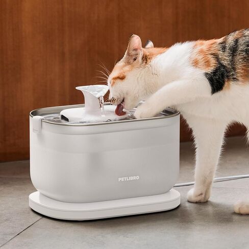 PETLIBRO Cat Water Fountain, Wireless Pump Cat Fountain, 2.5L/84oz Pet Water Fountain for Cats Indoor Stainless Steel, Cat Water Dispenser with Two Flow Modes, Pet Fountain for Drinking Easy Clean in Kuwait