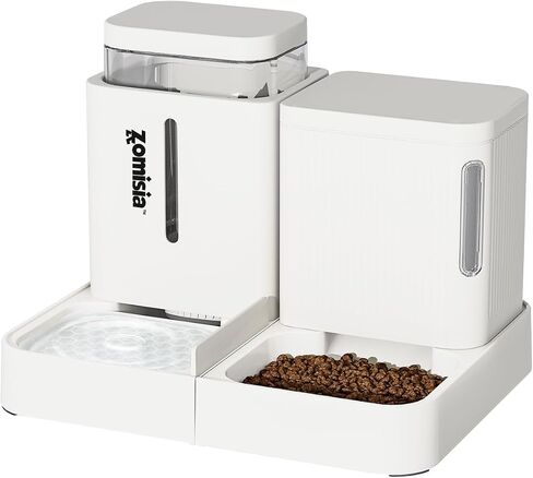 Gravity Cat Feeder and Water Dispenser, 2 in 1 Automatic Cat Feeder with 180 Degree Rotatable, 2 Pack Large Capacity Self Feeding for Small Medium Dog Puppy Kitten, Black, 0.8 Gallon x 2 in Kuwait