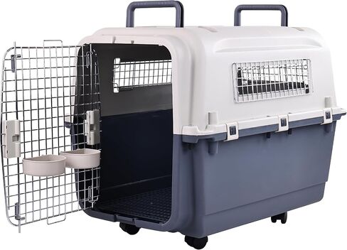 OLIXIS Plastic Kennels Pet Carrier Rolling Plastic Airline Approved Wire Door Travel Dog Crate, Extra Large in Saudi Arabia