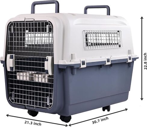 OLIXIS Plastic Kennels Pet Carrier Rolling Plastic Airline Approved Wire Door Travel Dog Crate, Extra Large in Saudi Arabia