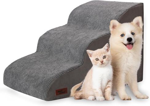 3-Step Dog Ramp and Stairs for Sofa and Chair - Non-Slip Sturdy Pet Steps for Small Dogs and Cats,15.7" H,Grey in Kuwait