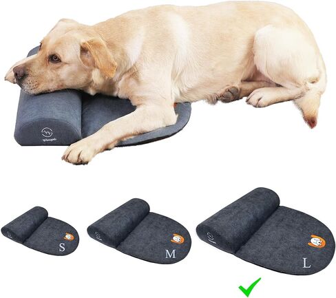 Dog Bolster Pillow for Large Dogs, Benefit for Cervical Vertebra and Neck, Easy to Carry When Traveling, with High Resilience Foam, Machine Washable Cover＆Easy to Clean (Dark Gray, Large) in Saudi Arabia