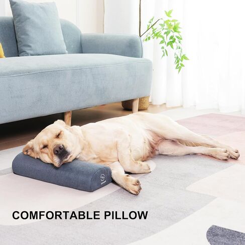 Dog Bolster Pillow for Large Dogs, Benefit for Cervical Vertebra and Neck, Easy to Carry When Traveling, with High Resilience Foam, Machine Washable Cover＆Easy to Clean (Dark Gray, Large) in Saudi Arabia