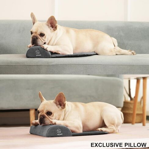 Dog Bolster Pillow for Large Dogs, Benefit for Cervical Vertebra and Neck, Easy to Carry When Traveling, with High Resilience Foam, Machine Washable Cover＆Easy to Clean (Dark Gray, Large) in Saudi Arabia